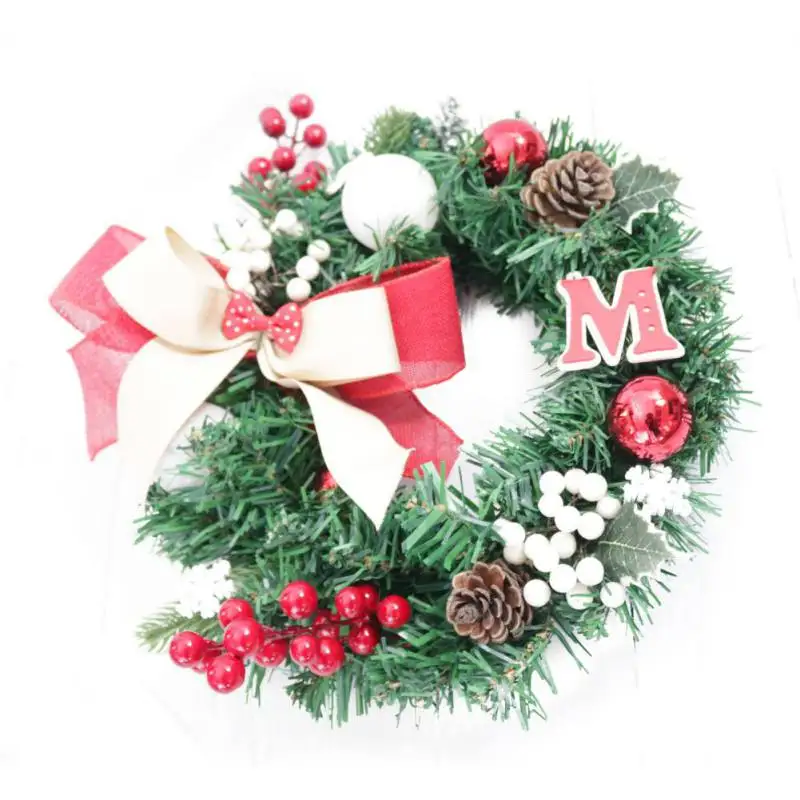 Рождественский венок с сосновыми шинами рождественское вечерние украшение для имитация цветочного Кольца Рождественский цветок лоза круг Настенный декор двери