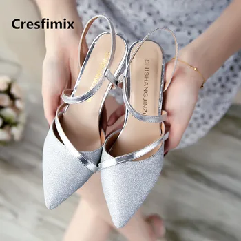 

Cresfimix Vrouwen Hoge Hakken Women Fashion Pointed Toe Silver High Heel Shoes Lady Casual Sweet Golden High Heel Pumps C3288