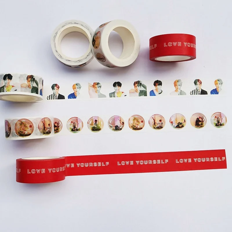 

Kpop BTS Cute Washi Tape Love yourself Answer Paper Masking Scrapbook Notebook Sticker DIY 2CM*10M