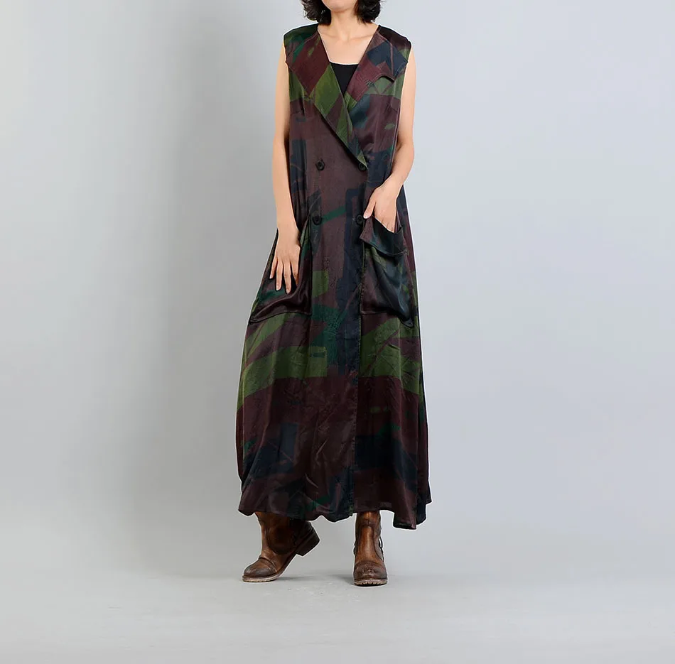 2018 Summer Original Design New Cool Fashion Silk Print Women Vests