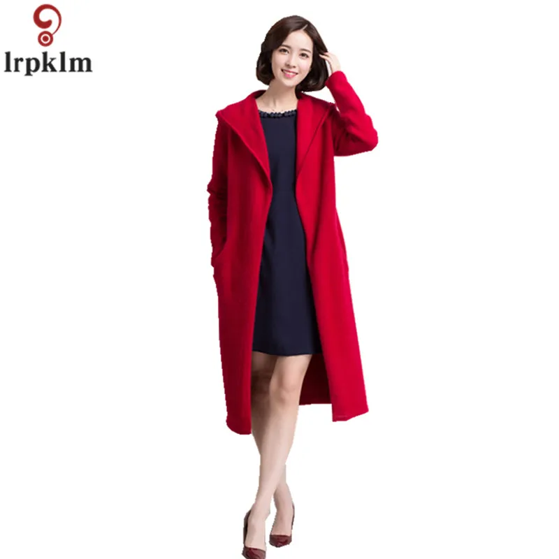 Long Wool Knitted Coat Women's Sweater 2018 Spring-Autumn Red Woolly Clothes Korean Thin Ladies Cardigan CH452 |