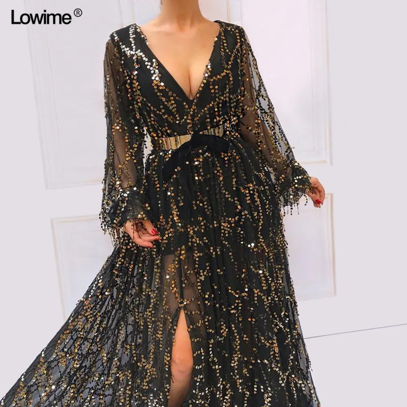 Illusion Sexy Long Sleeves Dubai Turkish Arabic Evening Dress With