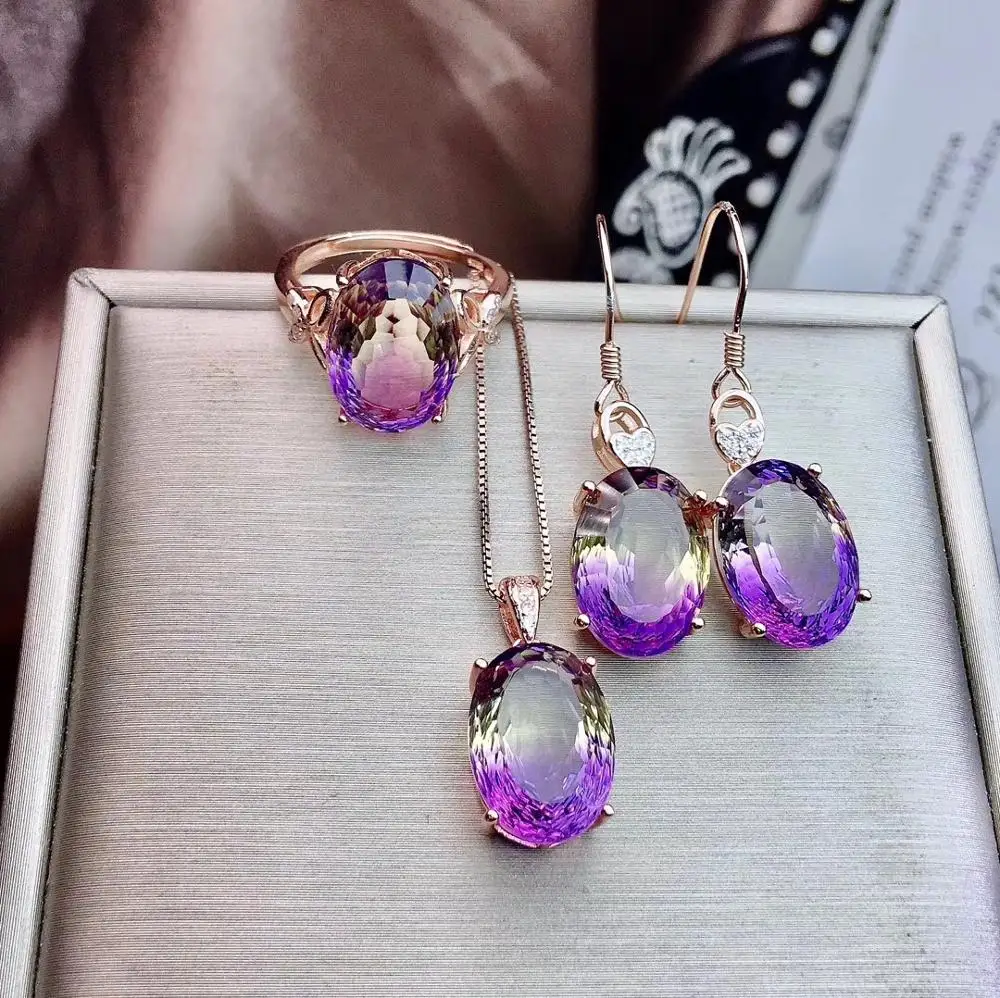 Natural Amethyst Jewelry Set,Beautiful color, delicate. It has collection  value. 925 Sterling silver. Size adjustable