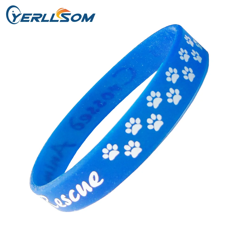 

YERLLSOM 100pcs/Lot High Quality Customized Personal paw print silicone bracelet For Gifts P042001