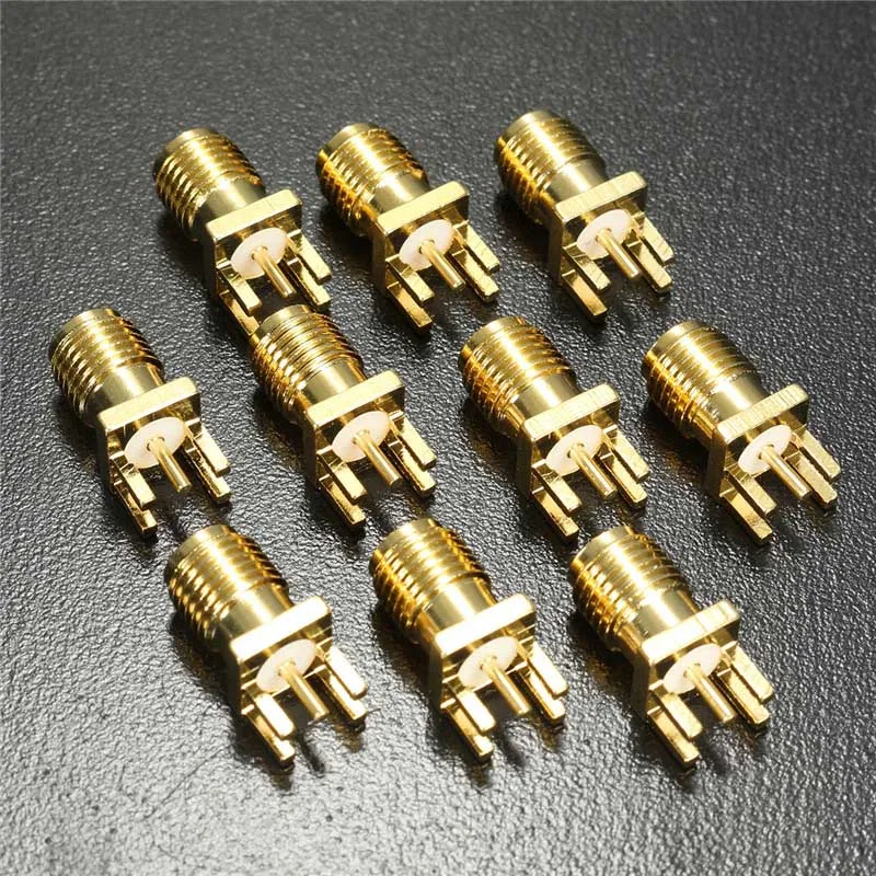 10x 1.6mm SMA Female Jack Solder Edge PCB Straight Mount Gold plated RF