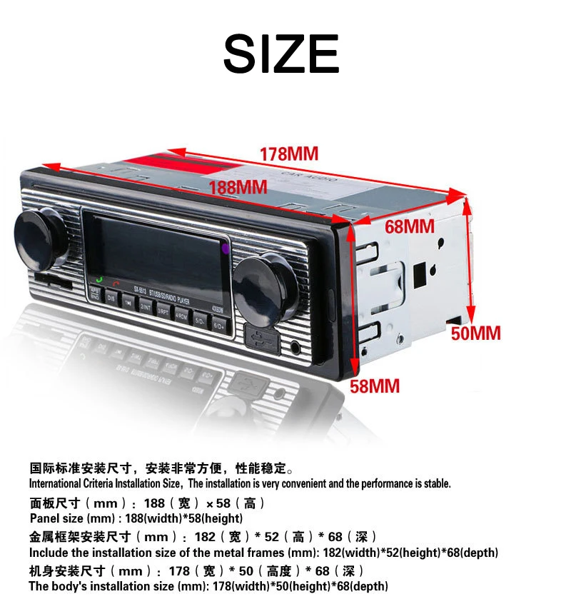HANGXIAN Bluetooth винтажный автомобильный радиоприемник MP3 плеер стерео USB AUX