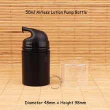 30 шт./лот, новинка, черный пластик, 50 мл, безвоздушный насос, бутылка для лосьона, 5/3 унции, маленькая упаковка, женский косметический горшок, 50 г контейнер
