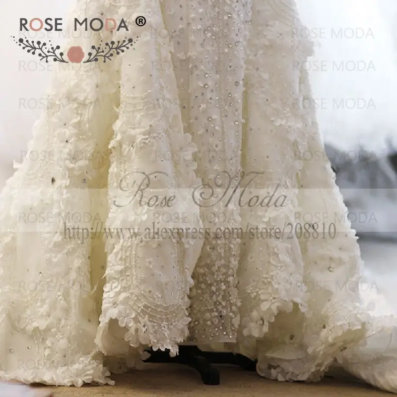 Настоящие фотографии роскошное Кристальное свадебное платье с длинным шлейфом, свадебное платье с цветами es с длинными рукавами на заказ
