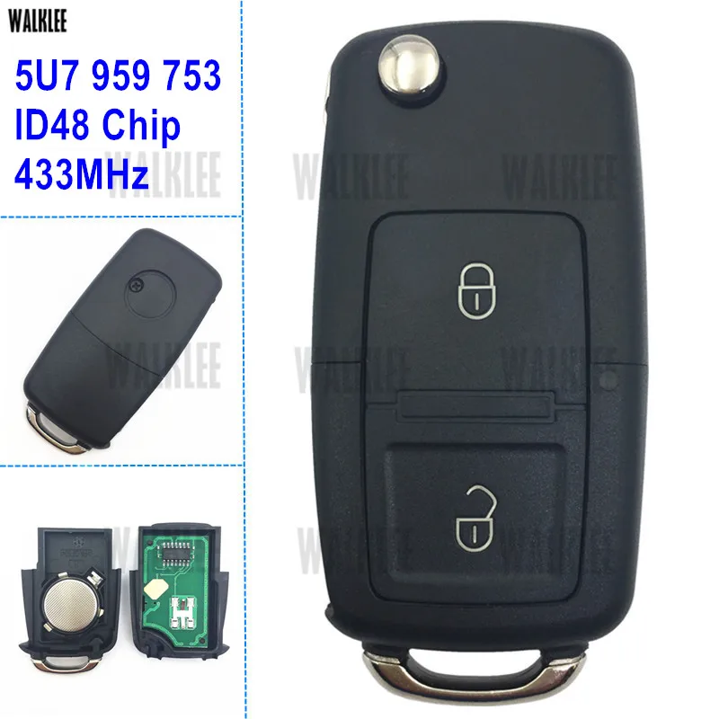 WALKLEE удаленный ключевой костюм для VW/VOLKSWAGEN ГОЛ Saveiro G5 ПЗ 5U7 959 753 5FA 009 628-00 для Hella 433 МГц