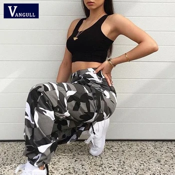 

2019 Spring Autumn Fashion New Women Camouflage Pants Casual Camo Sweatpant Loose High Waist Ankle-Length Pants Ladies Trousers