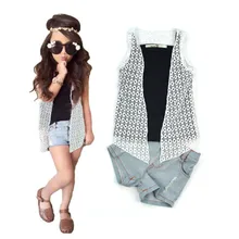 2016 New Girls’ clothing set Lnice European style fashion summer T-shirt + skirt harem pants 2pcs suits kids cheap brand clothes