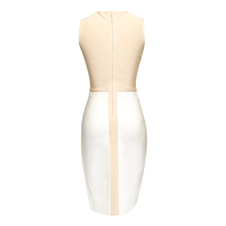 НИКОЛЬ BELLE2017 новый женский sexy dress белая повязка и абрикос о образным вырезом сетки