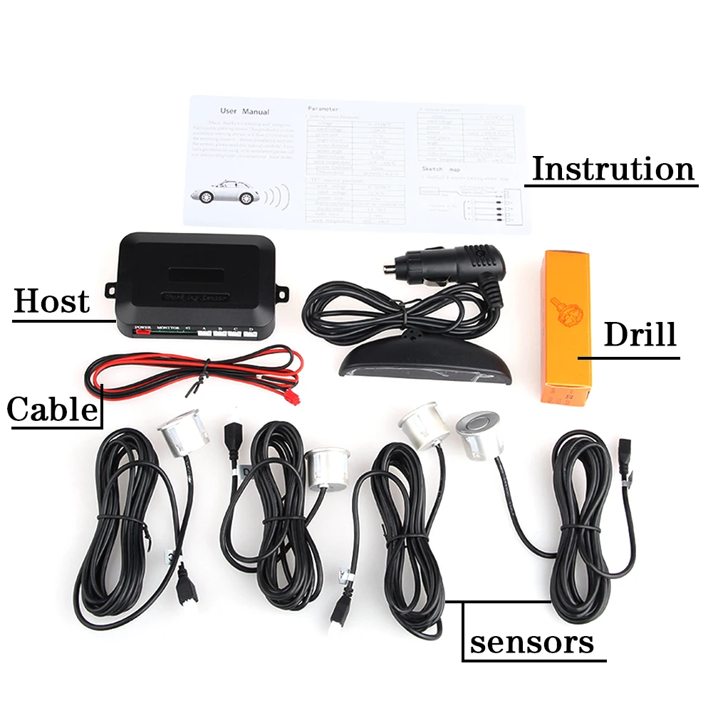 Универсальный беспроводной Автомобильный парктроник DC12V, запасной радиолокационный монитор с 4 датчиками, светодиодный дисплей, звуковой сигнал