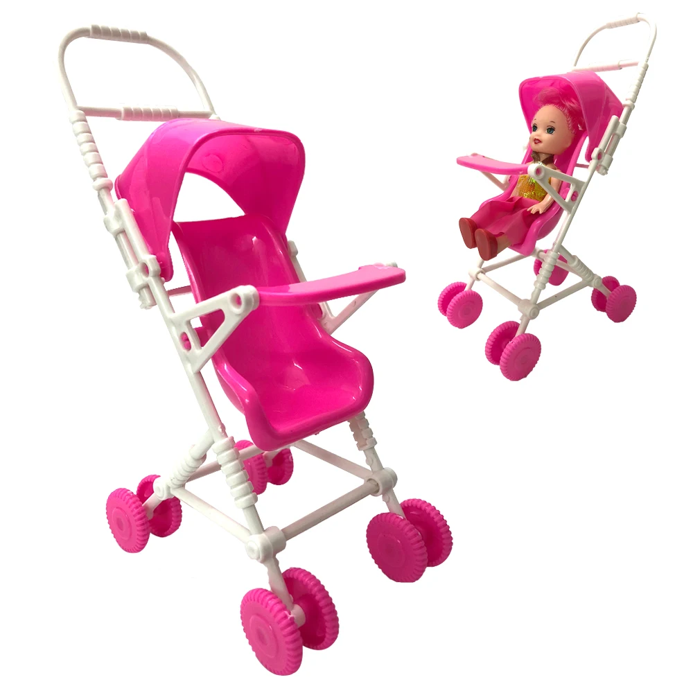 2 предмета/партия = 1х мини мебель высокий стул+ 1х розовая сборка детская коляска аксессуары для Барби Келли Размер куклы 1: 12 кукол