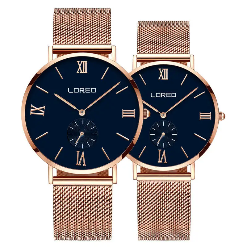 

LOREO 5108 Germany bauhaus watches lover Men Quartz Sport Watch Watchcase Ultra Thin Stainless Steel Mesh Belt Relogio Masculino