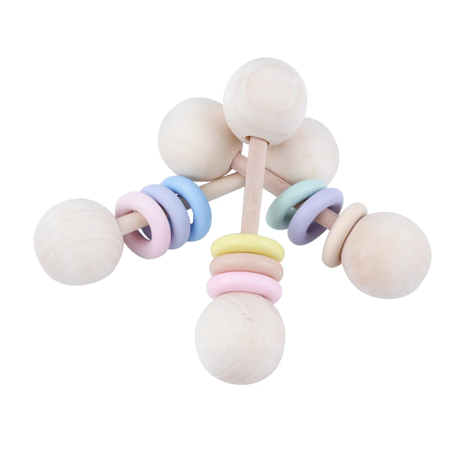 Wooden Teether Bells Wooden Rattles 3 Style Soothe Baby Nursing Accessories Montessori Toys Shower Gift Baby Ring Rattles Toys