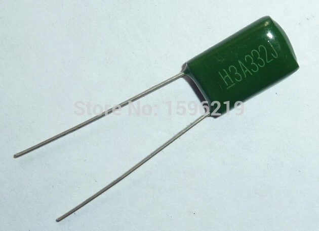 100pcs 2A332J 100V 0.0033uF 3.3nF Polyester Film Capacitors