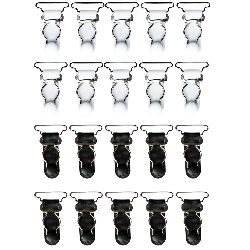 20pcs/set Women White Black Garter Belt Straps Thigh High Stockings Suspenders Grips 26mm