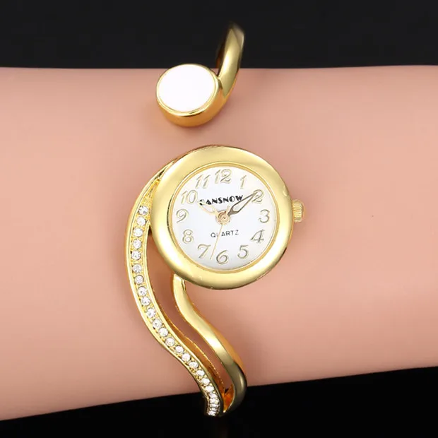 Розовое золото серебро браслет часы для женщин элегантный бренд Rhinstone Twisted Band леди часы Reloje Mujer Montre Браслет Femme - Цвет: gold white