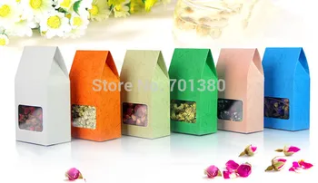 

15.5*8*5cm Kraft paper with clear window Colorful gift box food paper box 200piece\lot Fast Free shipping