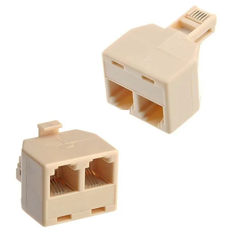 10 шт RJ11 Splitter 1 Мужской до 2 Женский адаптер телефон факс Rj-11 4Pin