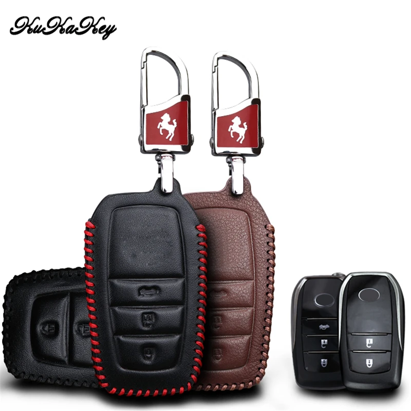 Kukakey кожаный чехол для ключей автомобиля брелок Toyota 2010 2012 Crown Camry Reiz PRADO Land Cruiser Alphard