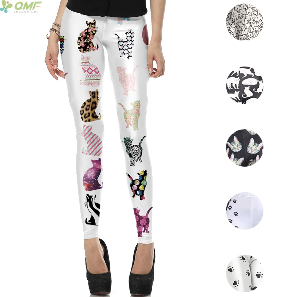 Multi Cute Cat Print Pencil Trouser Kawaii Girl Fashion Leggings
