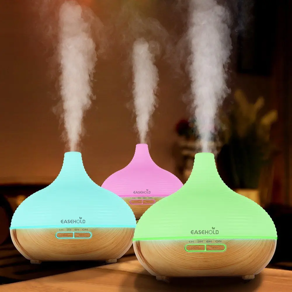 

EASEHOLD 300ml Aroma Essential Oil Diffuser Ultrasonic Air Humidifier Aromatherapy Oil Diffuser Electric Wood Grain 7 colors