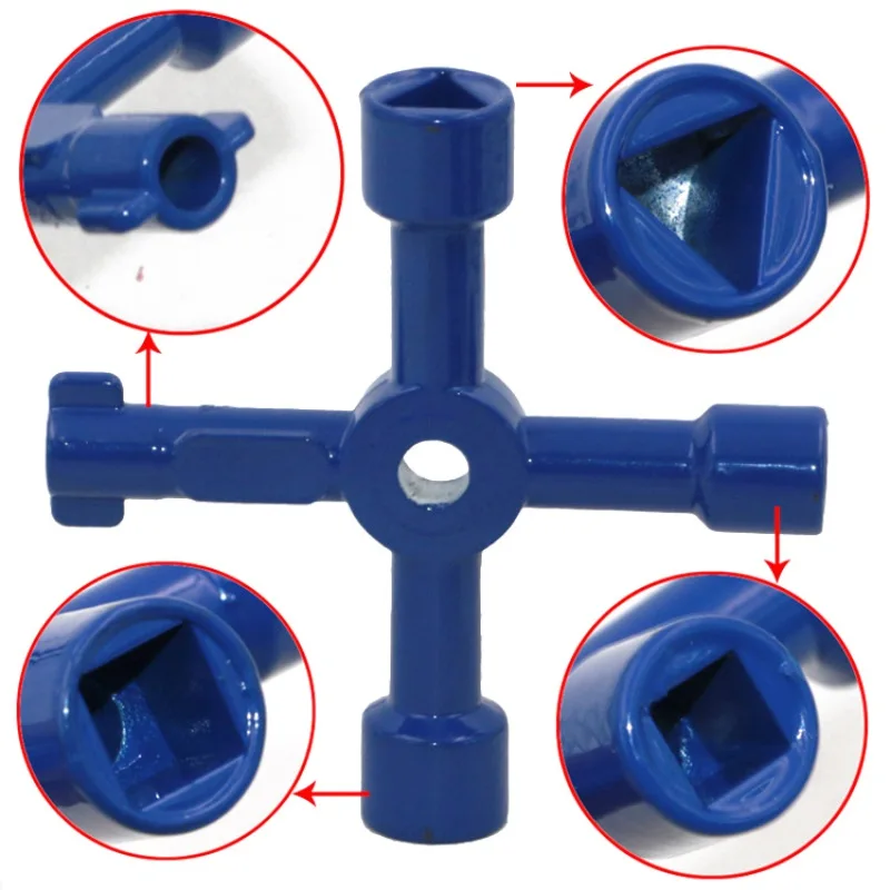 

Universal 4-Way Multi-Functional Utilities Key for Electric Water Gas Meter Box Cupboard Cabinet Opening Key (Blue)