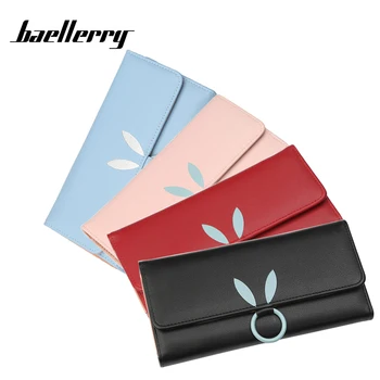

New Fashion Women's Wallet Gentle 3 Fold Multicolour Card Simple Rabbit Earrings Buckle Large Long Capacity Wallet Free Shipping