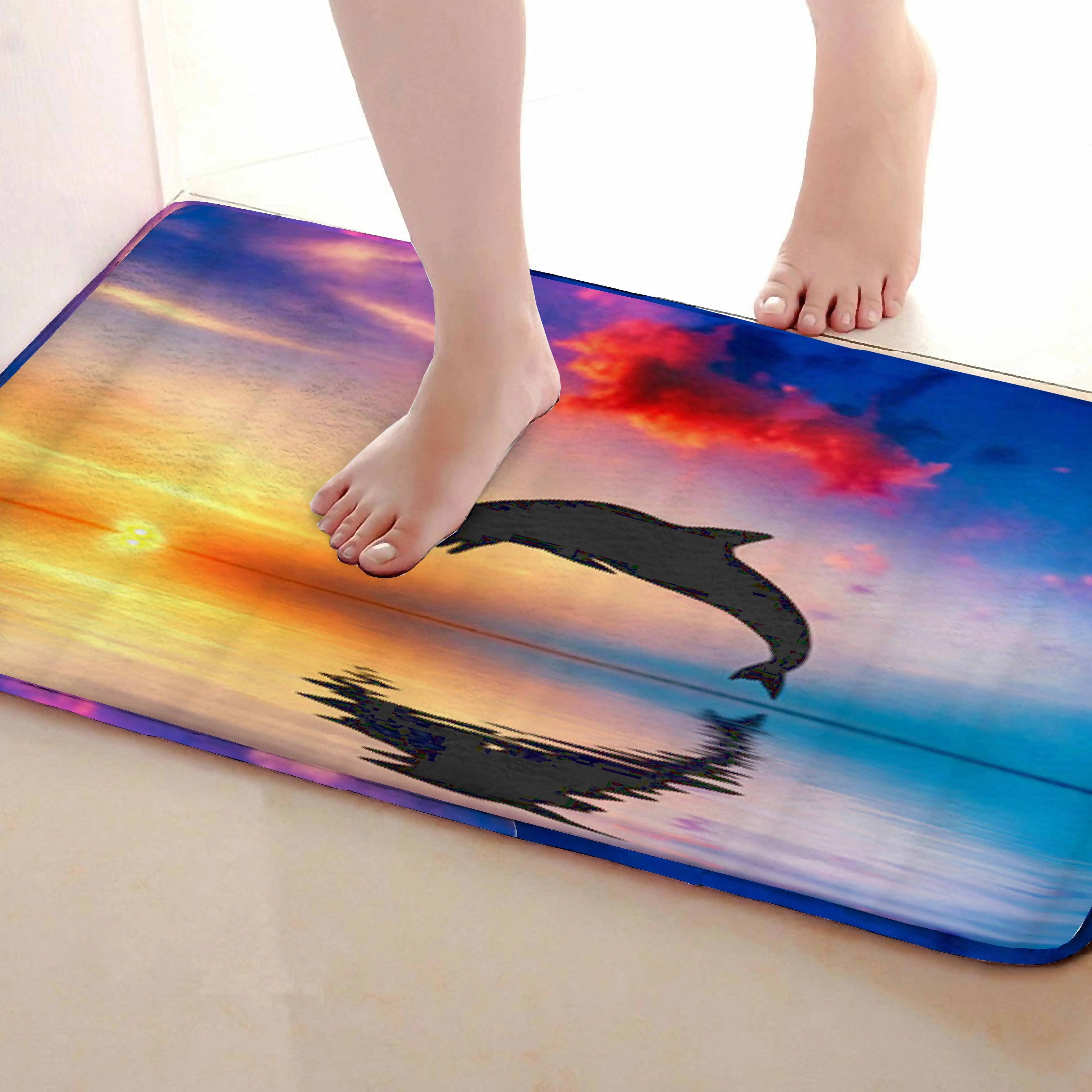 Дельфин Стиль Ванная комната коврик, забавные Нескользящие коврик для ванной, душ, Шторы s аксессуары, соответствующие вашему душ Шторы