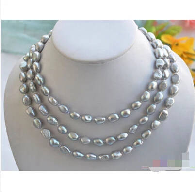 

P4249 50" 12mm gray baroque freshwater cultured pearl necklace^^^@^Noble style Natural Fine jewe FREE SHIPPING