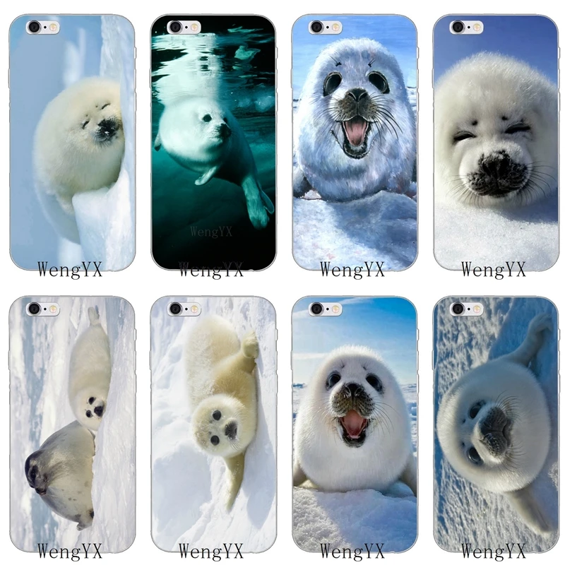 cute Baby harp Seal Arctic Snow Slim silicone Soft phone case For