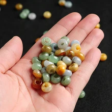 10 шт DIY ювелирных аксессуаров нефритовый бисер три части натуральный 9 мм суб ок рассеянные бусины