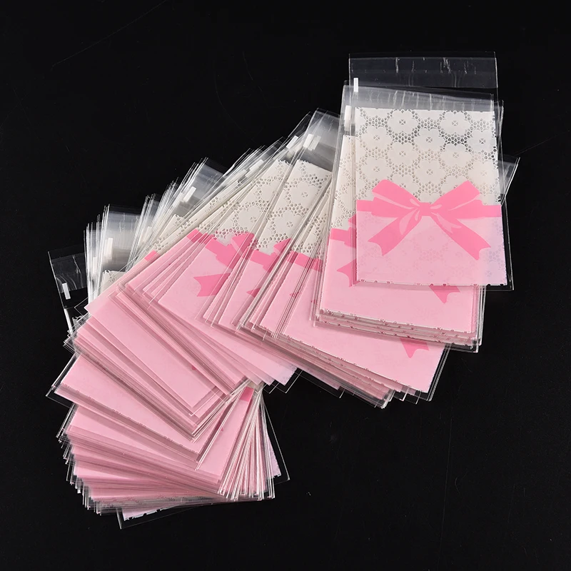 

100pcs/lot Mini Flower Lace Bow Gift Packaging Opp Bag Self-adhesive Bags Candy Bag Biscuit Cookies Bags New
