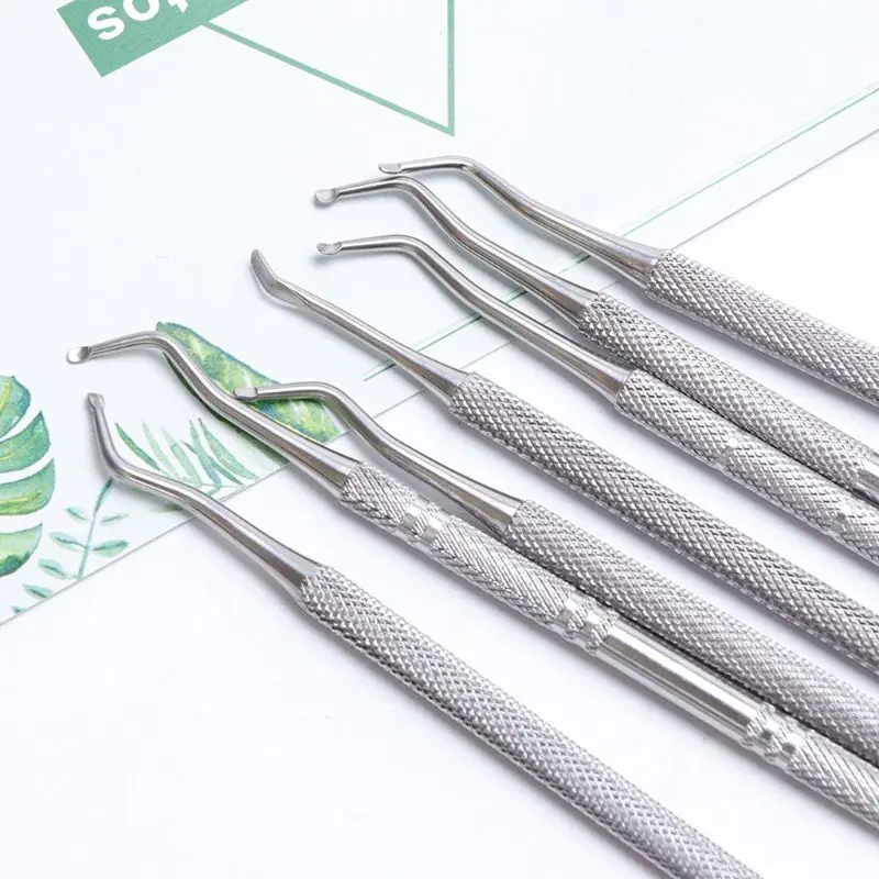 7 Style Dual End Ingrown Toenail File Spoon Nail Groove Correction Lifter Cleaner Cuticle Remover Pusher Pedicure Tool Foot Car