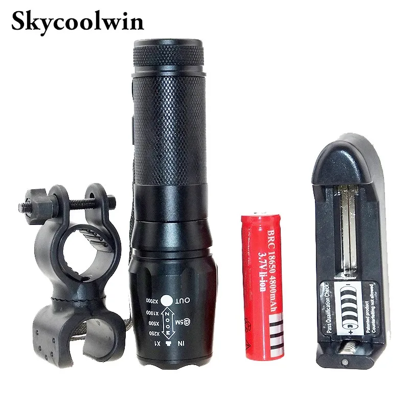 Skycoolwin тактический фонарь светодиодный фонарик 2000 lm xm-l T6 Масштабируемые 5 режимов Алюминий Lanterna Факел фонари для кемпинга