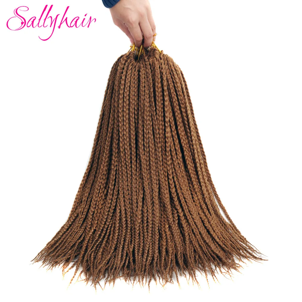 Sallyhair Brands 3X Afro Box Braids 22inch 22 Pcspack Synthetic Crochet Ombre Tow Tone Braiding Hair Extensions Black Brown Bug (22)