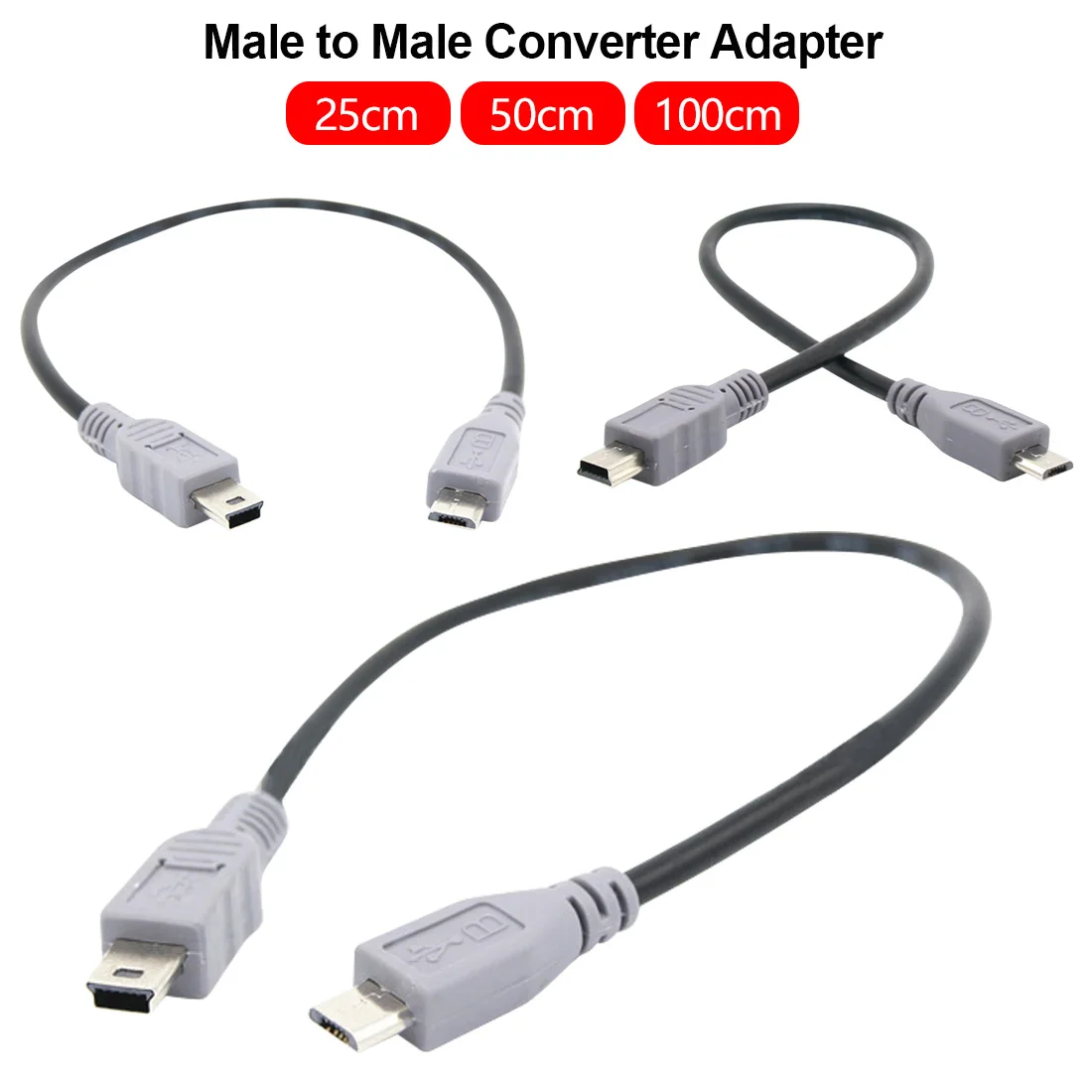25 см/50 см/1 м для микро-флеш-накопителя USB мини USB OTG кабель со штыревыми соединителями на обоих концах для подключения конвертер адаптер для зарядки и синхронизации данных Mini 5-контактный USB кабель-удлинитель