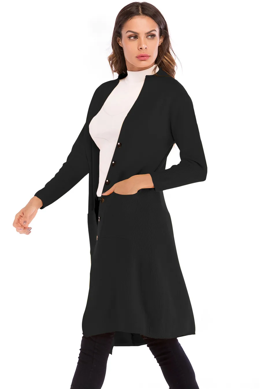 Gladiolus New 2018 Casual Autumn Winter Sweater Women Long Sleeve Button Pocket Knitted Long Cardigan Women Jumper Sweater Coats (21)