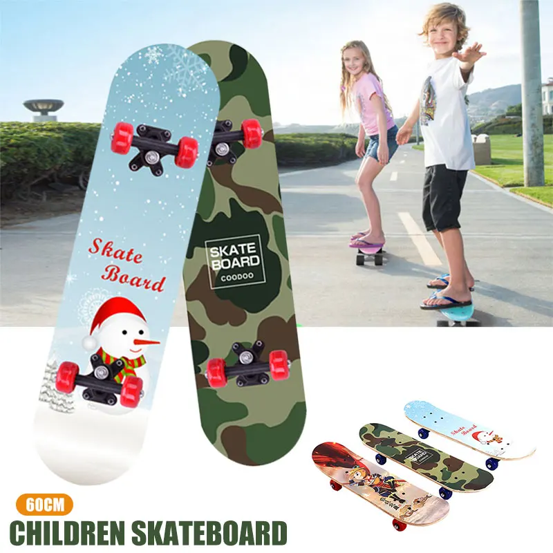 60 سنتيمتر الرباعي لوح التزلج للأطفال الكبار القيقب الخشب التزلج طباعة سكوتر Longboard الرياضة في الهواء الطلق الأطفال سكيتبورد