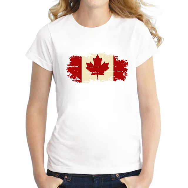 Canada National Nostalgia Flag Women T Shirt Summer Doing the Old ...