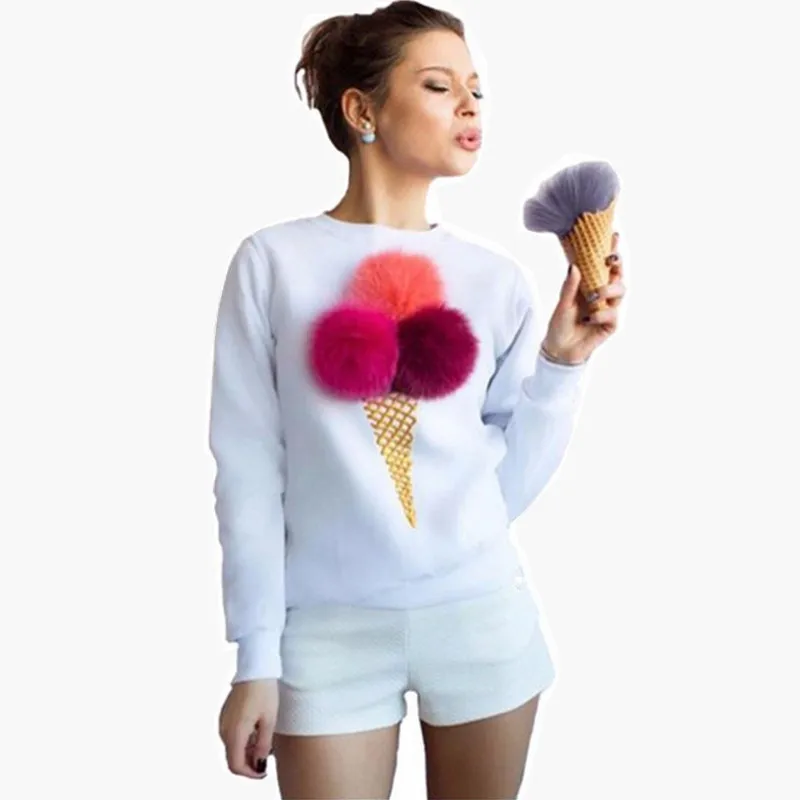 البلوز المرأة عارضة الربيع الخريف عادي الملابس قمم الإناث أفخم الكرة المتناثرة رياضية جولة الرقبة طويلة الأكمام البلوفرات