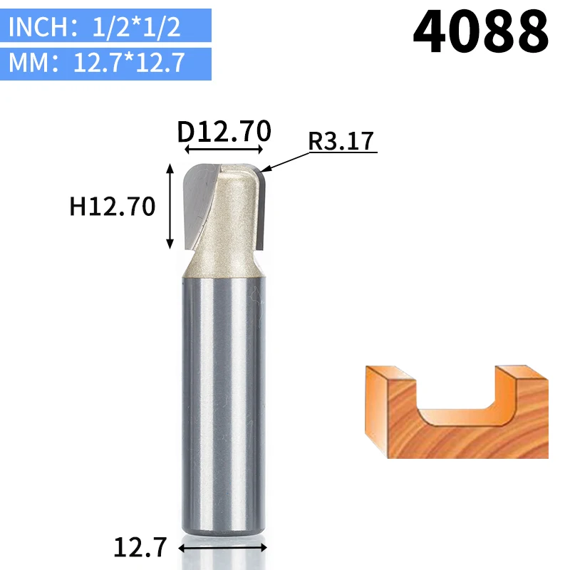 HUHAO 1 шт. 1/" хвостовик чаши и лоток шаблонный маршрутизатор бит карбида вольфрама Концевая мельница для деревообработки режущий инструмент деревообрабатывающий фрезерный станок - Длина режущей кромки: 4088