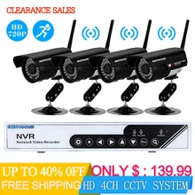 HD 4CH CCTV система 720P NVR DVR 4 шт 720P IR Всепогодная уличная камера видеонаблюдения камера безопасности Система наблюдения наборы