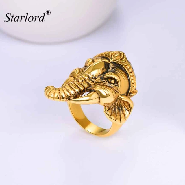 22K Lord Ganesha Cz Gold Ring | Raj Jewels