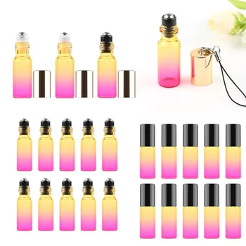 

Aihogard 10pcs 5ml Gradient Color Glass Bottle Essential Oil Bottles Perfume Roll On Bottle with Stainless Steel Beads Bottle