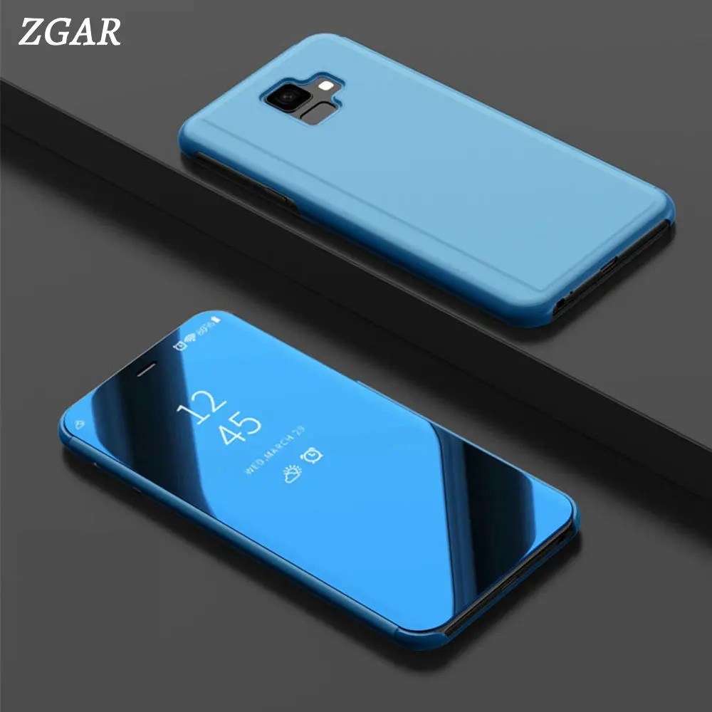 

Mirror Case for Samsung Galaxy J6 Prime J6 Plus J6Prime J6Plus J6+ Phone Bags Case ZGAR Hard Transparent Smart Flip Covers Coque