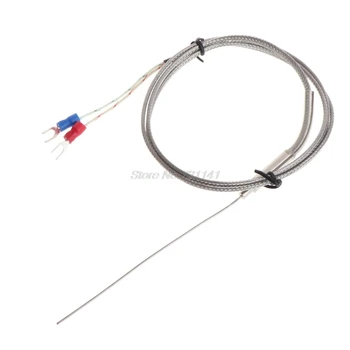 

K-Type Thermocouple Probe 1mm x 100mm 2-wires Temperature Sensors 2-Terminals 1m Dropship