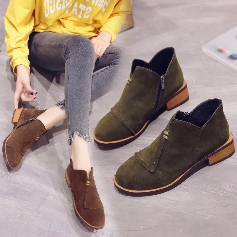 

Scrub low help Martin boots 2018 autumn and winter British wind female thick with short boots fashion wild women's boots